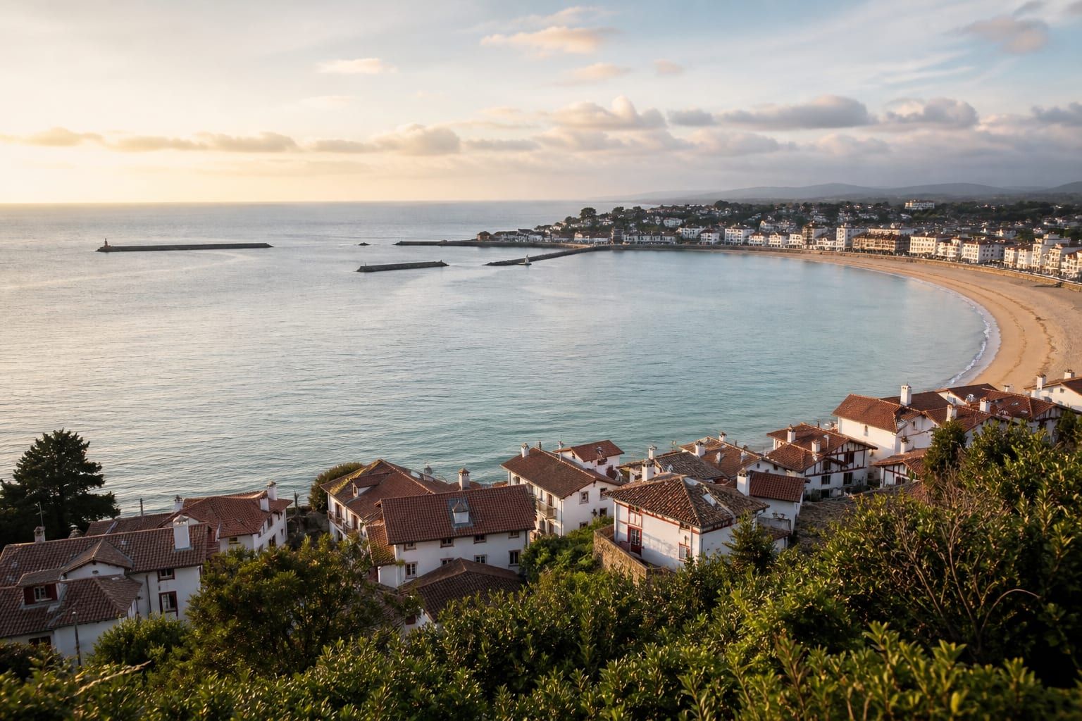 The sheltered bay of Saint-Jean-de-Luz seen from the Sainte-Barbe headland